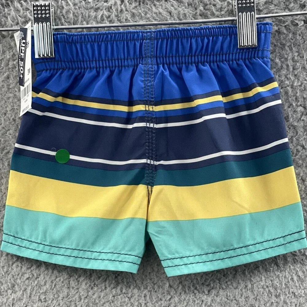 Oshkosh B'gosh Swim Trunks Baby Boys Size 3 Months‎ Blue Striped Swim Shorts 3M